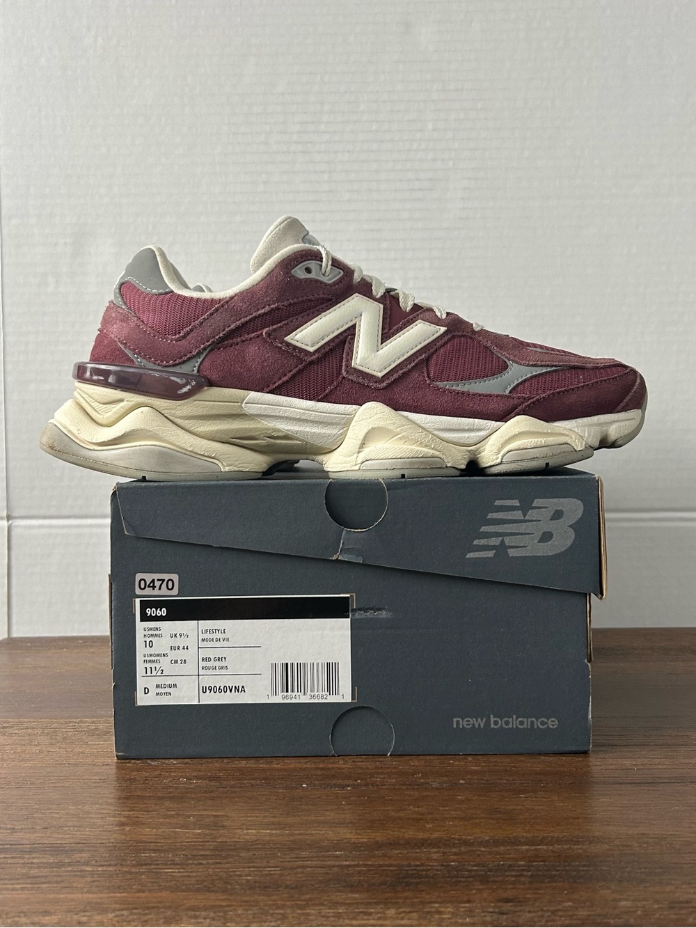 New Balance 9060 Washed Burgundy/Cream/Gray Sneakers M10/W11.5